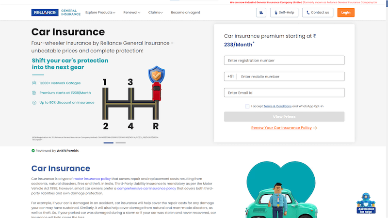 Reliance General Car Insurance