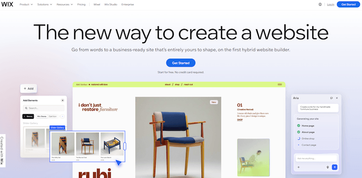 Wix main page