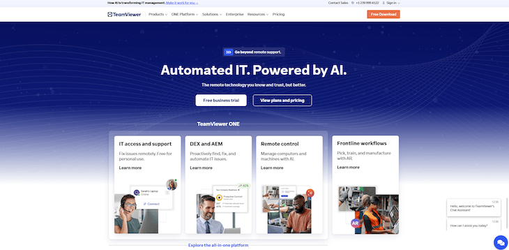 TeamViewer webpage